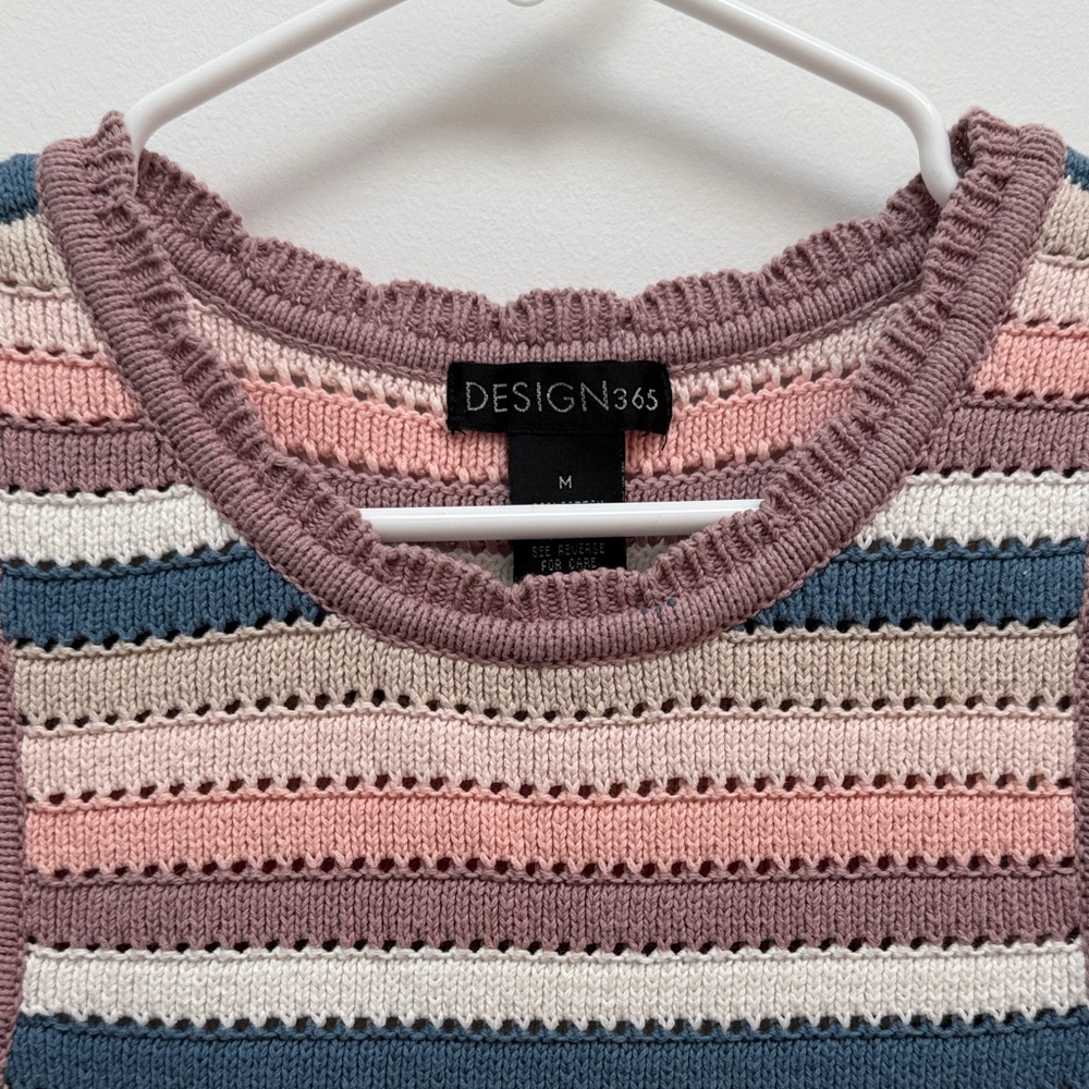 Design 365 Women's Striped Tank Top - Pink and Blue - Picture 2 of 6